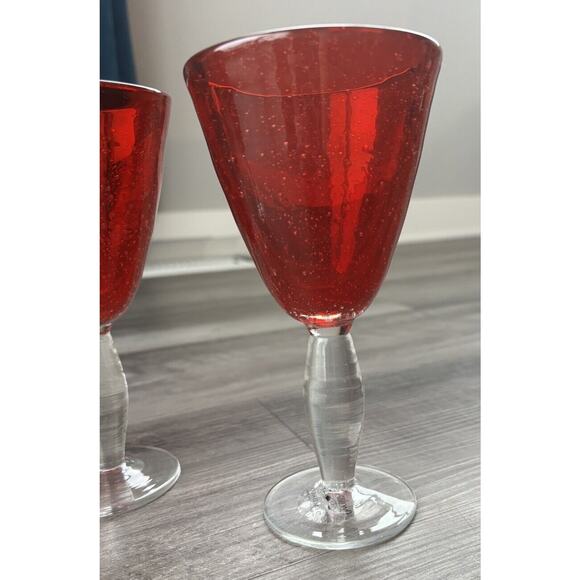 Demdaco Chocolate Berries Red Water Goblets Handblown Glass Set Of 4 - Picture 3 of 8